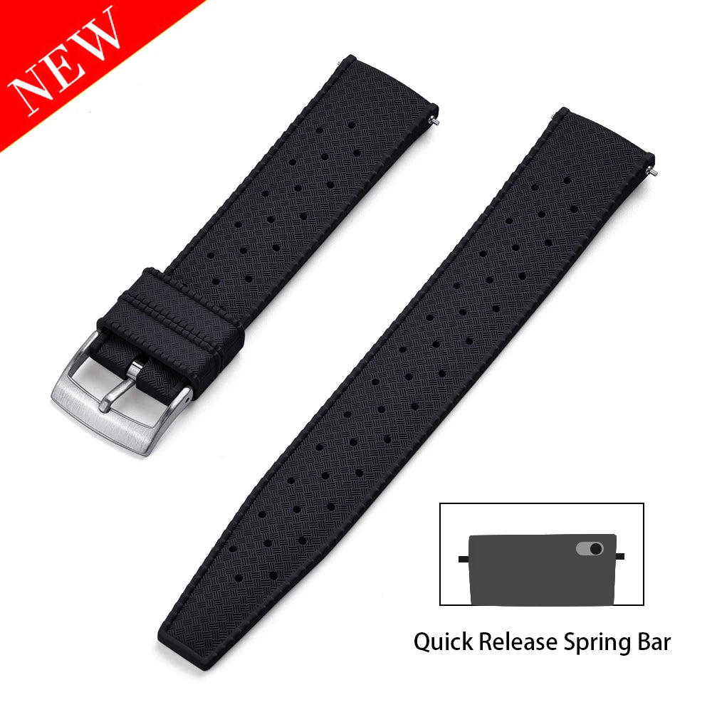 Premium FKM Rubber Watch Band Quick Release 18mm 20mm 22mm 24mm Rubber Watch Strap Smart Watch Bracelet