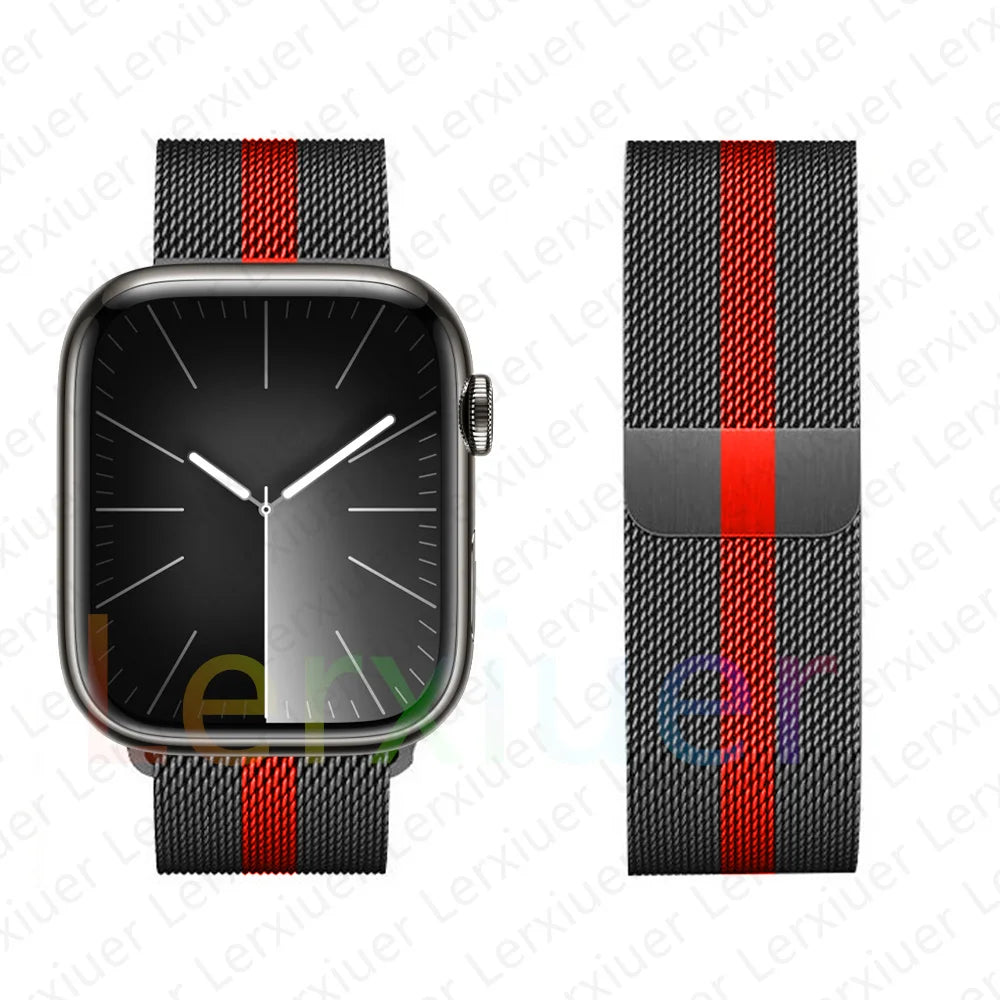 Milanese Loop for Apple Watch Band 46mm 44mm 45mm 40mm 42mm 41mm 38mm 49mm iWatch Bracelet Series 10 Ultra 2 9 8 SE 7 6 5 Bands