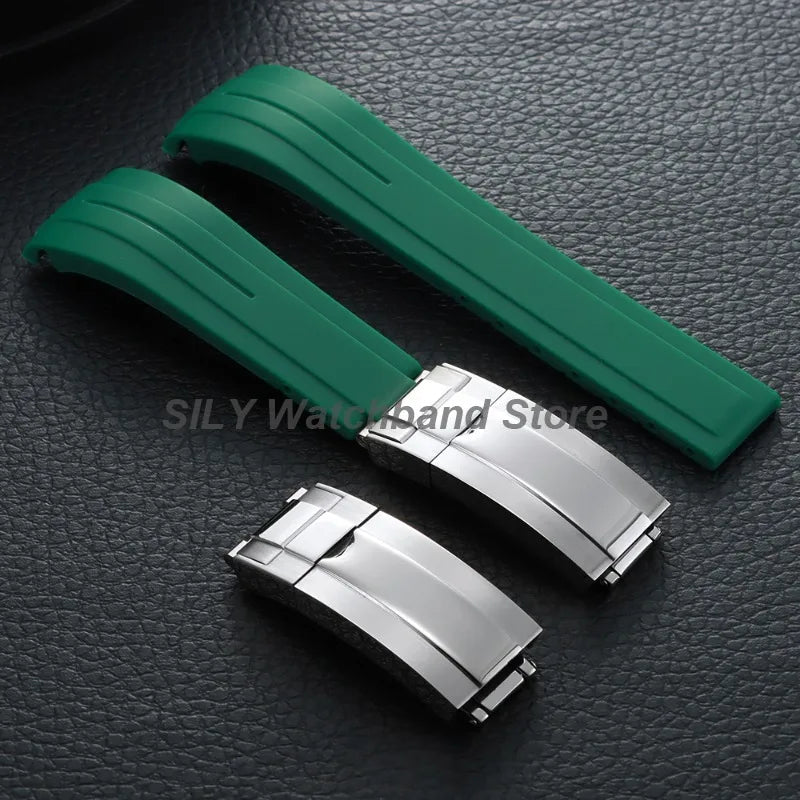 For Rolex Submariner Oysterflex Daytona GMT 9mm 16mm Stainless Steel Double Security Folding Watch Buckle Clasps Solid Watch Button