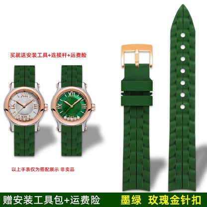 Montre Chopard Happy Diamond avec bracelet en silicone pour femme, bracelet de montre en caoutchouc étanche 15mm 18mm