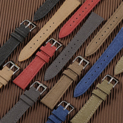 Quick-release thin canvas watch strap, made of vintage nylon fabric, 20mm 22mm, retro style, men's belt accessories