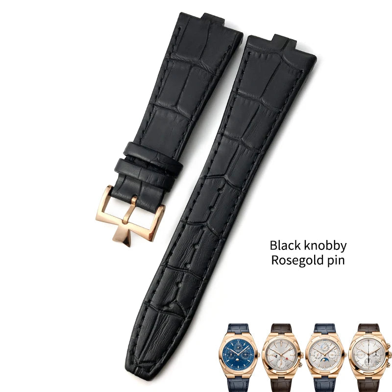 Remplacement du bracelet de montre en cuir de vachette véritable pour homme, VachAnderConstantin, cuir de veau d'outre-mer, noir, bleu, marron, bracelet, 25mm x 9mm