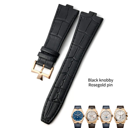 Remplacement du bracelet de montre en cuir de vachette véritable pour homme, VachAnderConstantin, cuir de veau d'outre-mer, noir, bleu, marron, bracelet, 25mm x 9mm