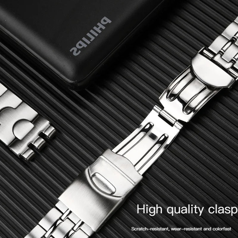 17mm 19mm Black Metal and Steel Bracelet for Men and Women, Ceramic Watch Strap for Swatch YGS749G YCS