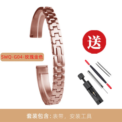 6mm 8mm 10mm 12mm 14mm 16mm Ladies Stainless Steel Buckle Mesh Watch Band Ultra-Thin Steel Bracelet Small Size Chain Width