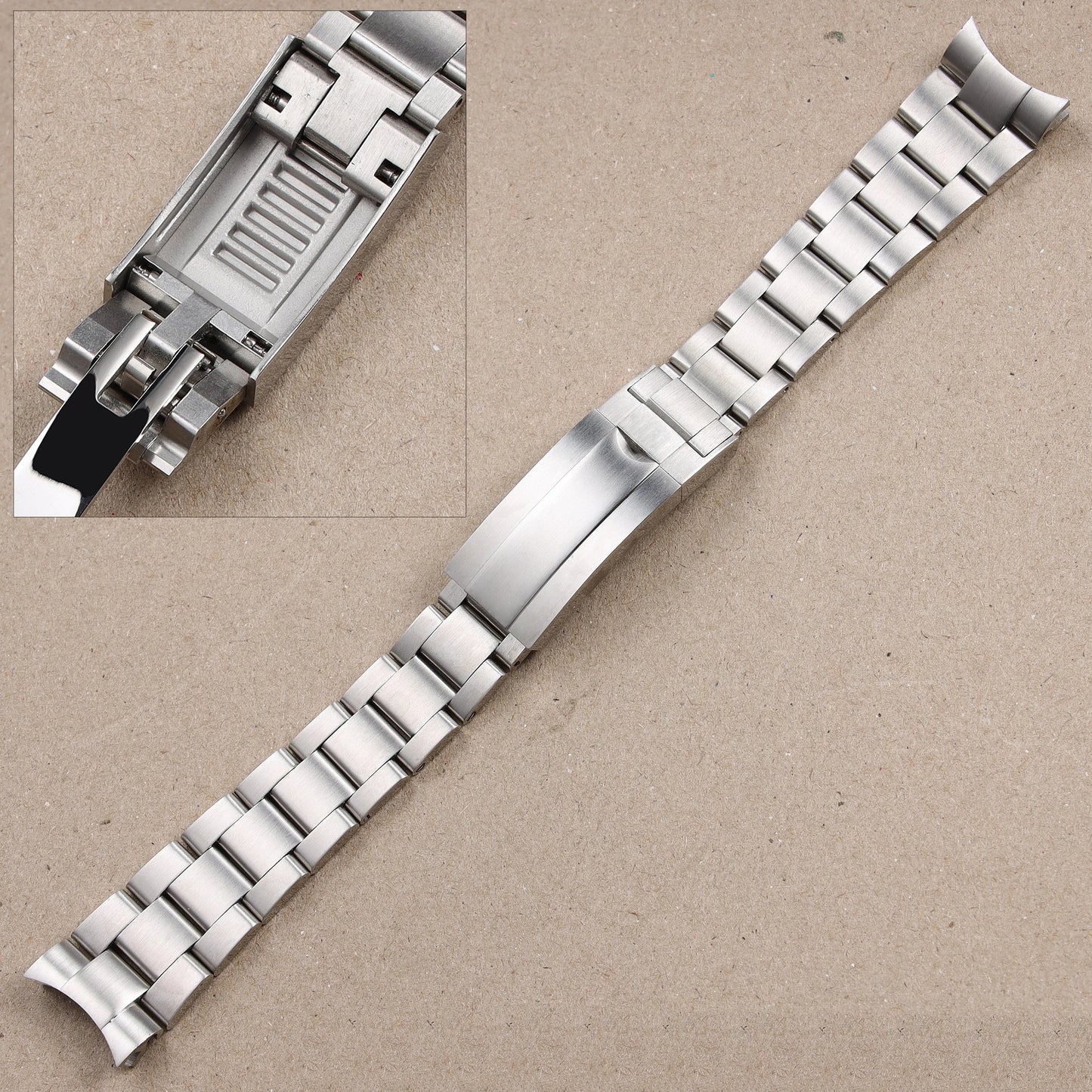 Cinturino per orologio in acciaio inossidabile massiccio argento con chiusura deployante Glide Lock 21 mm 20 mm per Rolex Submariner Daytona