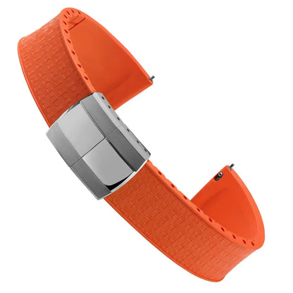 Bracelet de montre en caoutchouc fluoré, coupe sur la taille, 18/19/20/21/22mm, boucle de déploiement FKM en mosaïque, extrémité plate universelle, remplacement du Bracelet