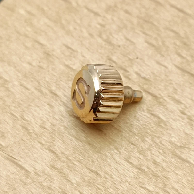 Screw-on case replacement crown, high-quality engraved and signed 'S', fits NH/35 and NH/36 movements, 3 styles with crown tube stem