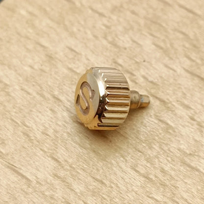 Screw-on case replacement crown, high-quality engraved and signed 'S', fits NH/35 and NH/36 movements, 3 styles with crown tube stem