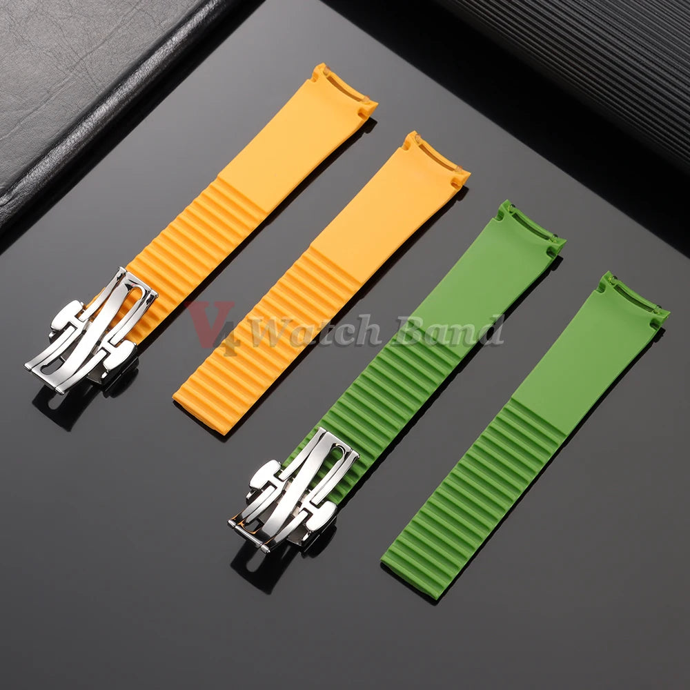 Cinturino per orologio in silicone resistente con estremità curve da 21 mm per Patek Philippe Grenade, cinturino in gomma antipolvere, serie Aquanaut 5164/5167