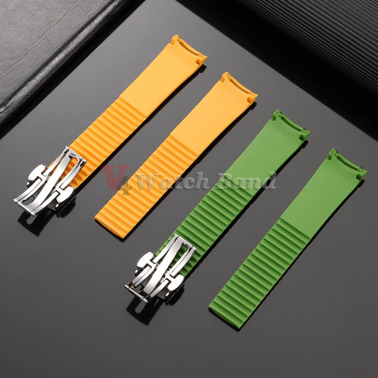 Cinturino per orologio in silicone resistente con estremità curve da 21 mm per Patek Philippe Grenade, cinturino in gomma antipolvere, serie Aquanaut 5164/5167