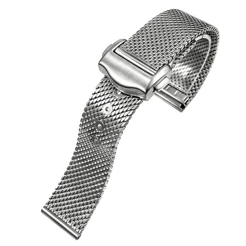 Premium Stainless Steel Milanese Watch Strap for Omega Seamaster Aqua Terra Speedmaster 19/20mm, Double Safety Clasp Replacement Band
