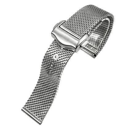 Premium Stainless Steel Milanese Watch Strap for Omega Seamaster Aqua Terra Speedmaster 19/20mm, Double Safety Clasp Replacement Band