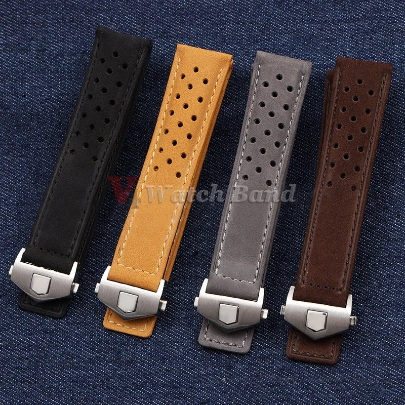 Nouveau Bracelet de montre pour TAG HEUER CARRERA Monaco série 20 22 24mm Bracelet en cuir de vache mat Bracelet de montre Bracelet Vintage marron