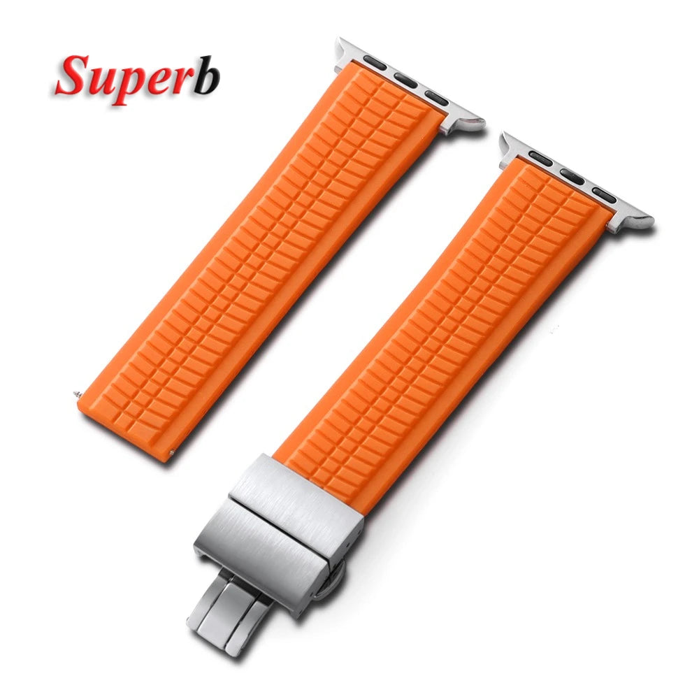 Rubber band for Apple Watch, 46mm 45mm 44mm 42mm, for Iwatch Ultra 2 1 49mm Series 10 9 8 7 Se 6 5 Se, Luxury strap