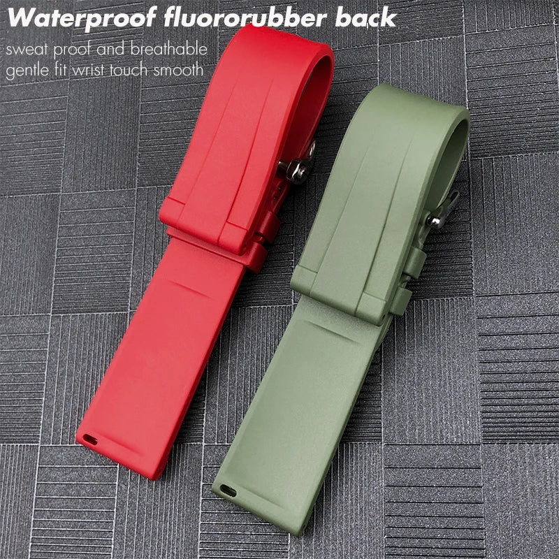 22mm FKM Watch Strap, High Quality, Flexible, Waterproof, Fluoro Natural Rubber, for Blancpain Fifty Fathoms S Watch