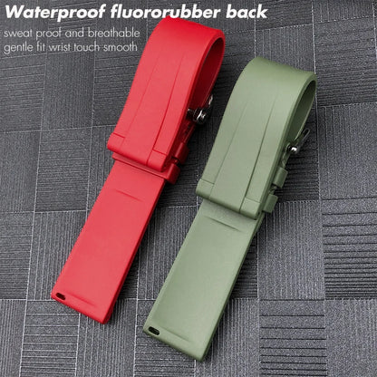 22mm FKM Watch Strap, High Quality, Flexible, Waterproof, Fluoro Natural Rubber, for Blancpain Fifty Fathoms S Watch
