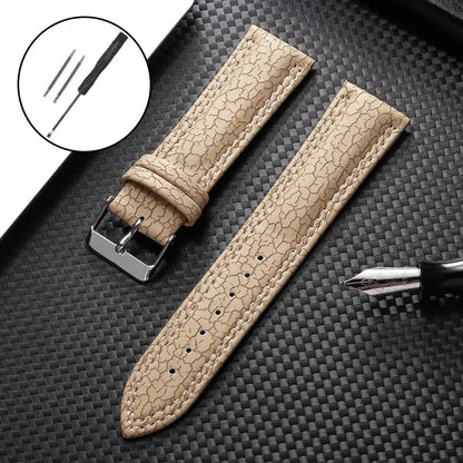 Vegan Synthetic Leather Watch Strap - Crack Pattern - Black Buckle