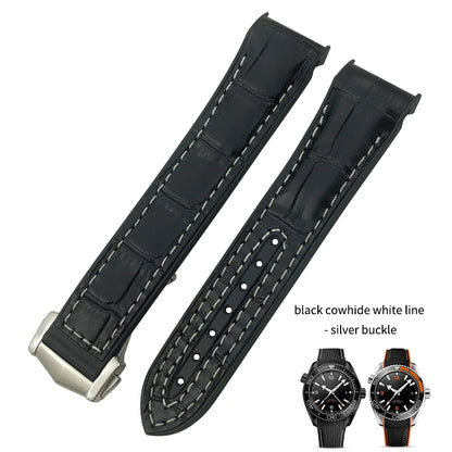 Cinturino per orologio da uomo in gomma nylon, cinturino in silicone, compatibile con Omega Seamaster 300, Moonwatch, Planet Ocean, 20mm, 21mm, 22mm, 19mm