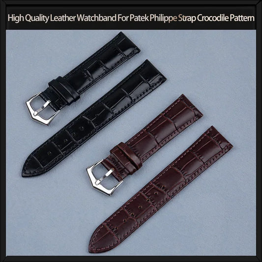Bracelet de montre en cuir de haute qualité pour Patek Philippe, boucle à ardillon PP, 19mm, 20mm, 21mm, 22mm, motif Crocodile pour hommes, 5146 5270
