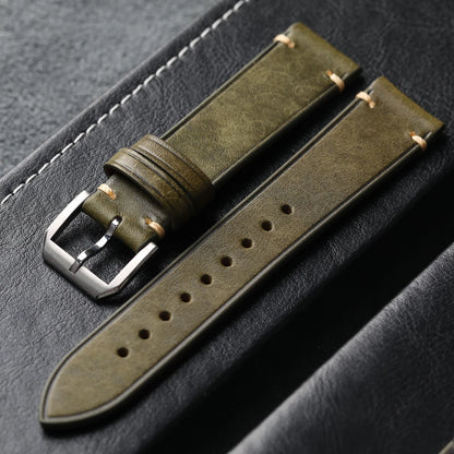 Genuine Leather Bracelet for Men, Handmade, Italian Head, Vintage Style, 18 19 20 21 22MM, Black, Brown, Grey, Green