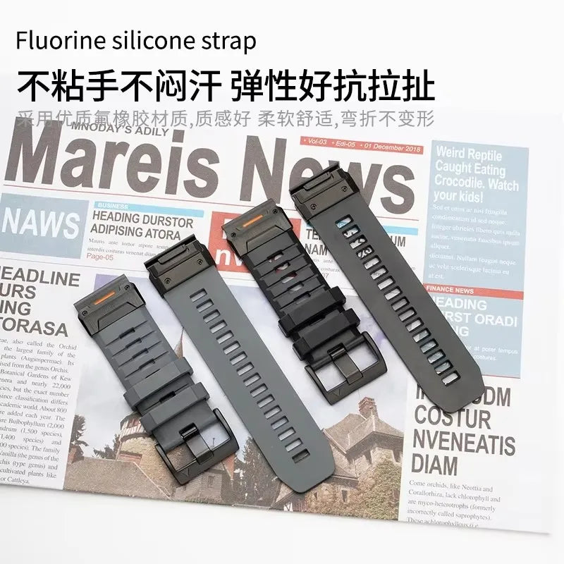 22mm 26mm FKM Fluoroelastomer Rubber Smart Watch Strap suitable for Garmin Fenix 8/7X/7 Pro/965/955 and Instinct 3 watch band