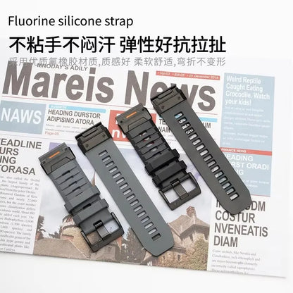 22mm 26mm FKM Fluoroelastomer Rubber Smart Watch Strap suitable for Garmin Fenix 8/7X/7 Pro/965/955 and Instinct 3 watch band
