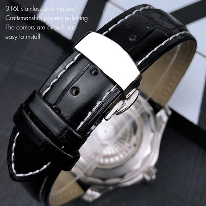 Bracelet de montre en cuir véritable pour Omega Tissot Longines, bracelet en cuir de vachette, fermoir papillon O SEIKO, acity, 14mm, 16mm, 18mm, 19mm, 20mm, 21mm, 22mm