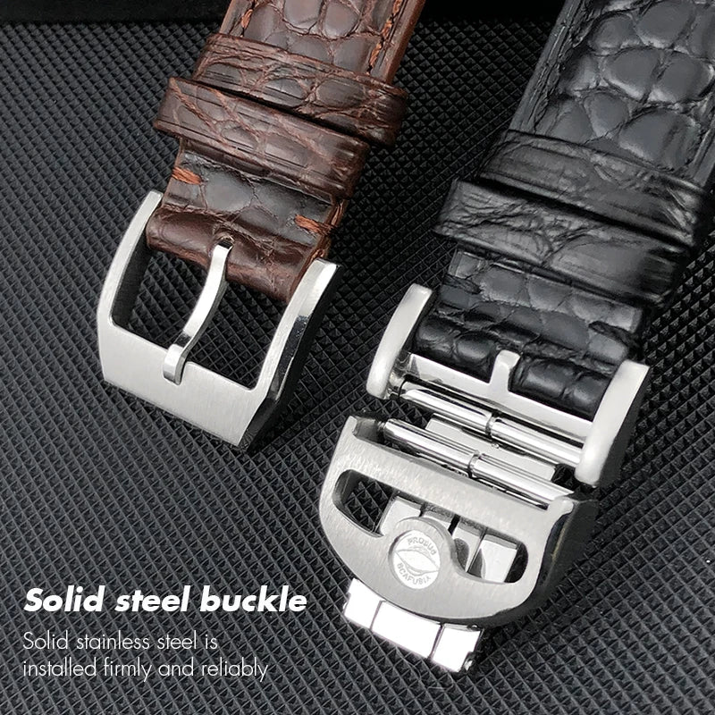 Cinturino per orologio americano in vera pelle di coccodrillo, 20mm 21mm 22mm, per orologi da pilota IWC Mark XVIII Portofino