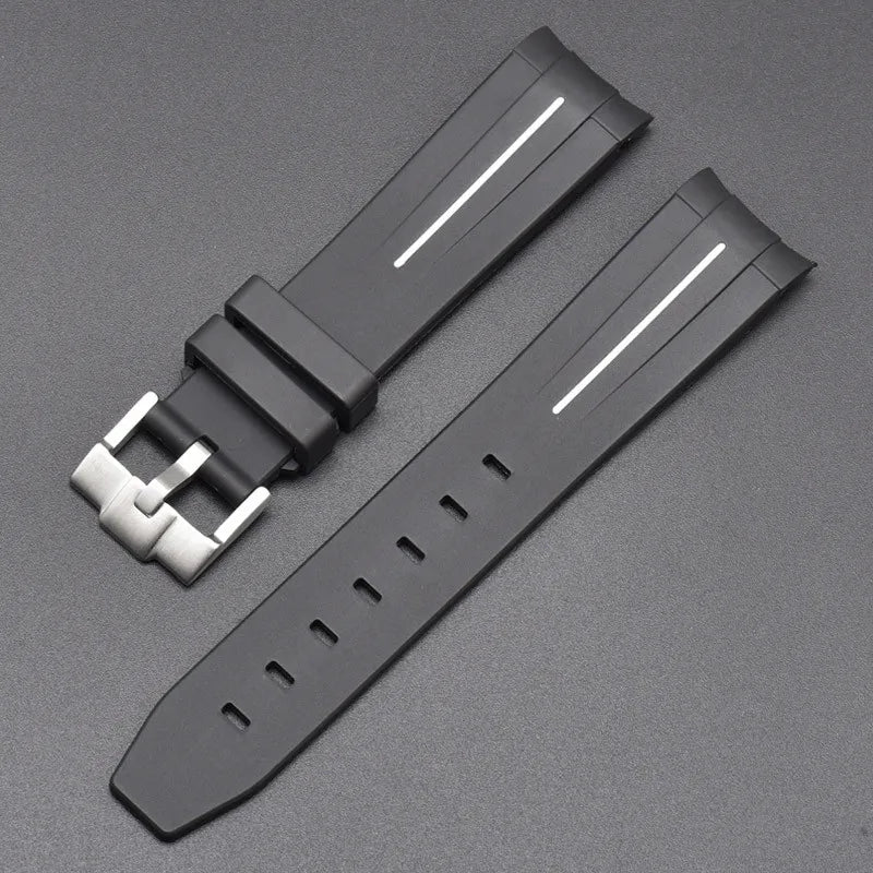 Curved End Rubber Strap for MoonSwatch, 20mm, for Men and Women, Waterproof Sport Watch Band
