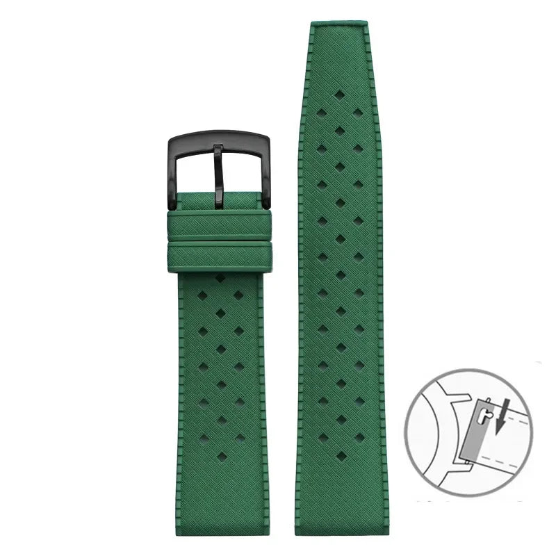 Bracelet de montre en caoutchouc fluoré, 20mm 22mm, libération rapide, Sport, étanche, FKM, pour hommes et femmes, bracelet de remplacement pour Seiko pour Citizen