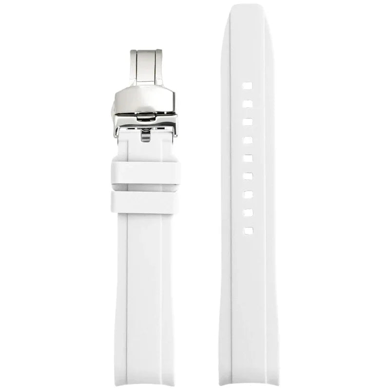 Bracelet universel en Silicone à haute résistance, 18mm 19mm 20mm 21mm 22mm, pour Tissot 1853, extrémité incurvée, boucle papillon, Bracelet de montre