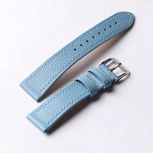 Handmade Glacier Blue Genuine Leather Watch Strap, 18 19 20 21 22mm, Soft Ultra-thin Cowhide Leather Bracelet, Vintage Style for Men