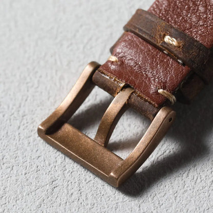 Bracelet en cuir de vache de couche supérieure fait à la main, fermoir en bronze, accessoires de montre en bronze 19 20 21 22MM, bracelet de montre vintage marron givré