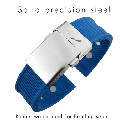Bracelet de montre en caoutchouc de Silicone, 19mm 20mm 21mm 22mm 23mm 24mm, adapté au bracelet de montre Breitling Avenger Heritage Superocean Tudor Longines