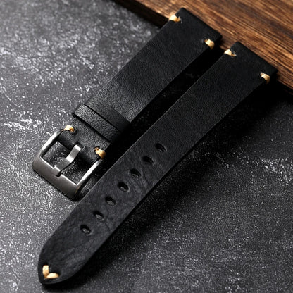 Cinturino per orologio in vera pelle fatto a mano, marrone scuro nero 18 20 22MM, cinturino vintage morbido da uomo, cinturino in pelle bovina primo strato
