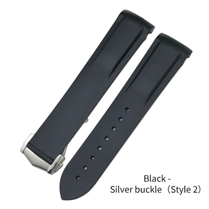 Bracelet de montre incurvé en caoutchouc, bracelet en silicone, Omega Seam84300, AT150, Speedmaster 8900, Planet Ocean, 18mm, 19mm, 20mm, 21mm, 22mm