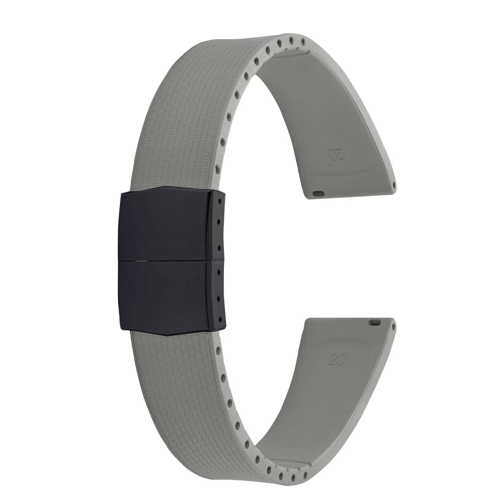 Cinturini per orologi in gomma Delugs CTS Fkm da 20 mm con fibbia a farfalla, 4 colori, texture unica, cinturino per orologi a sgancio rapido per orologi di marca
