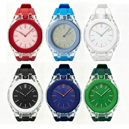 Cassa in plastica trasparente Glacier + cinturino in silicone per orologio da taschino AP X Swatch Royal Pop, trasformatore da orologio da taschino a cinturino in caucciù
