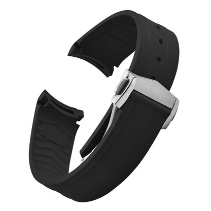 FKM bracelet en caoutchouc 20mm pour Omega X Swatch Seamaster300 bracelet de montre en caoutchouc à extrémité incurvée boucle papillon pliante pour Omega MoonSwatch