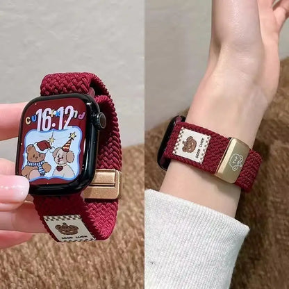 Braided Nylon Strap with Magnetic Buckle for Apple Watch 46mm 40mm 45mm 41 44mm 49mm 42mm Series Ultra 11 10 9 8