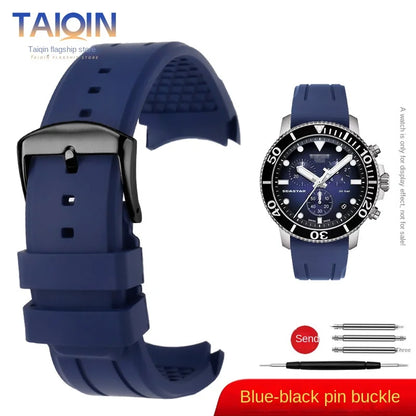 Bracelet de montre en caoutchouc FKM incurvé de haute qualité, 20 22mm, pour seiko rolex tudor Tissot, bracelet de montre pour hommes, fermoir papillon