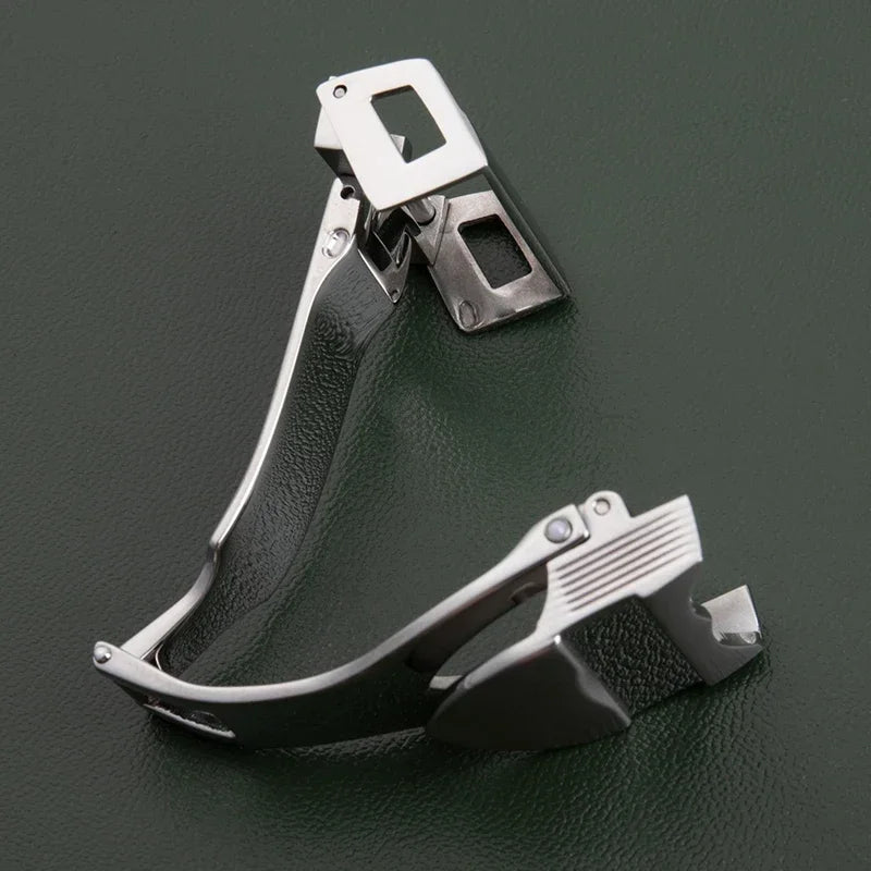 316L Stainless Steel 18mm Deployment Clasp Watch Buckle for Tudor Strap, Leather Rubber Band Replacement Silver Folding Clasp