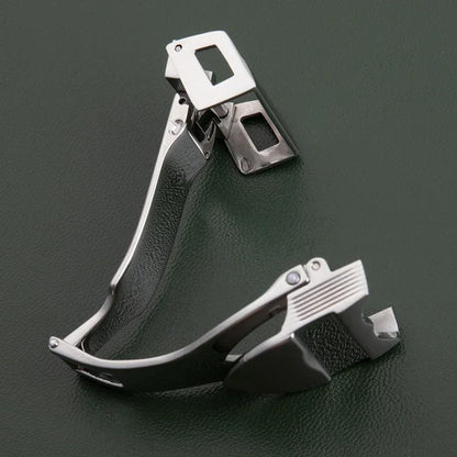 316L Stainless Steel 18mm Deployment Clasp Watch Buckle for Tudor Strap, Leather Rubber Band Replacement Silver Folding Clasp