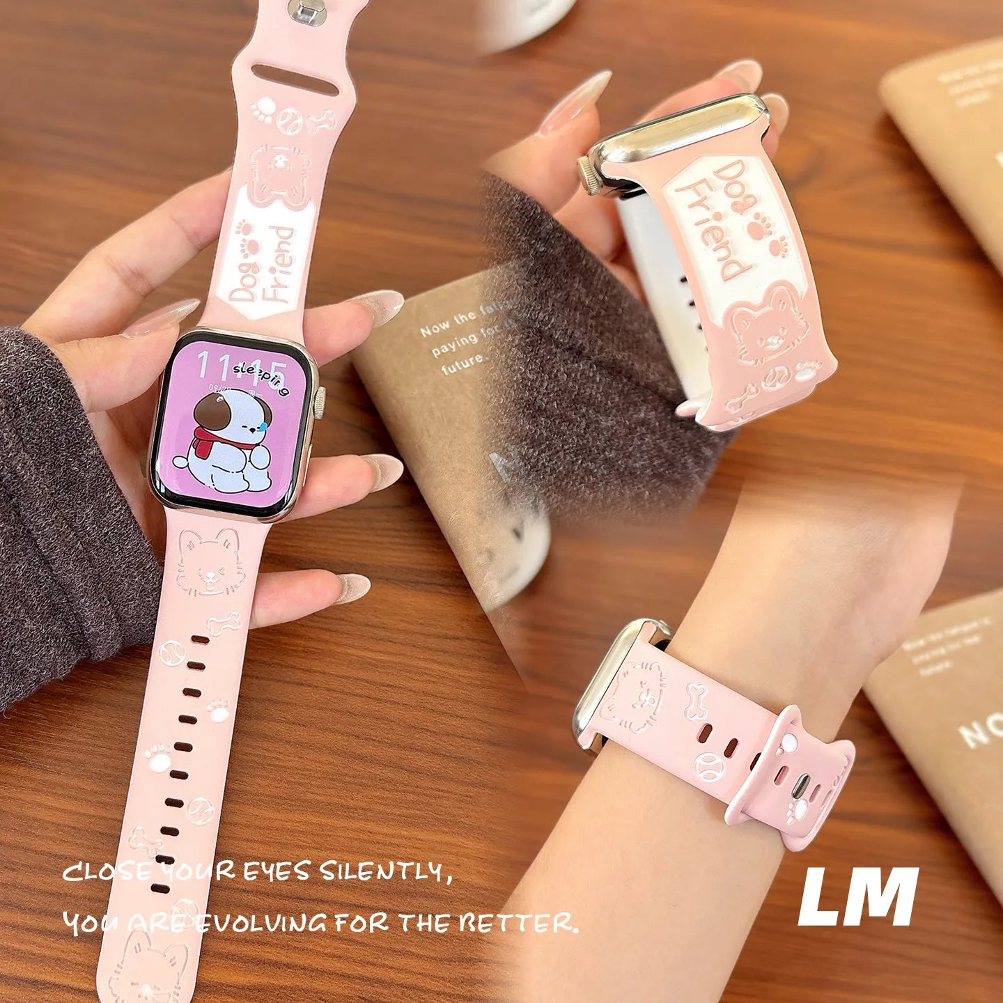 Cute Puppy Bracelet for Apple Watch S11 S10 S9 Ultra 2 3 | Breathable Silicone Couple Strap Compatible with iWatch 49 46 45 44 42 40 38mm