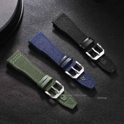 Bracelet de montre en toile de Nylon, 20mm 21mm 22mm, pour pilote IWC, ceinture de poignet en cuir pour femmes et hommes, noir, vert armée, bracelet en cuir de vache bleu