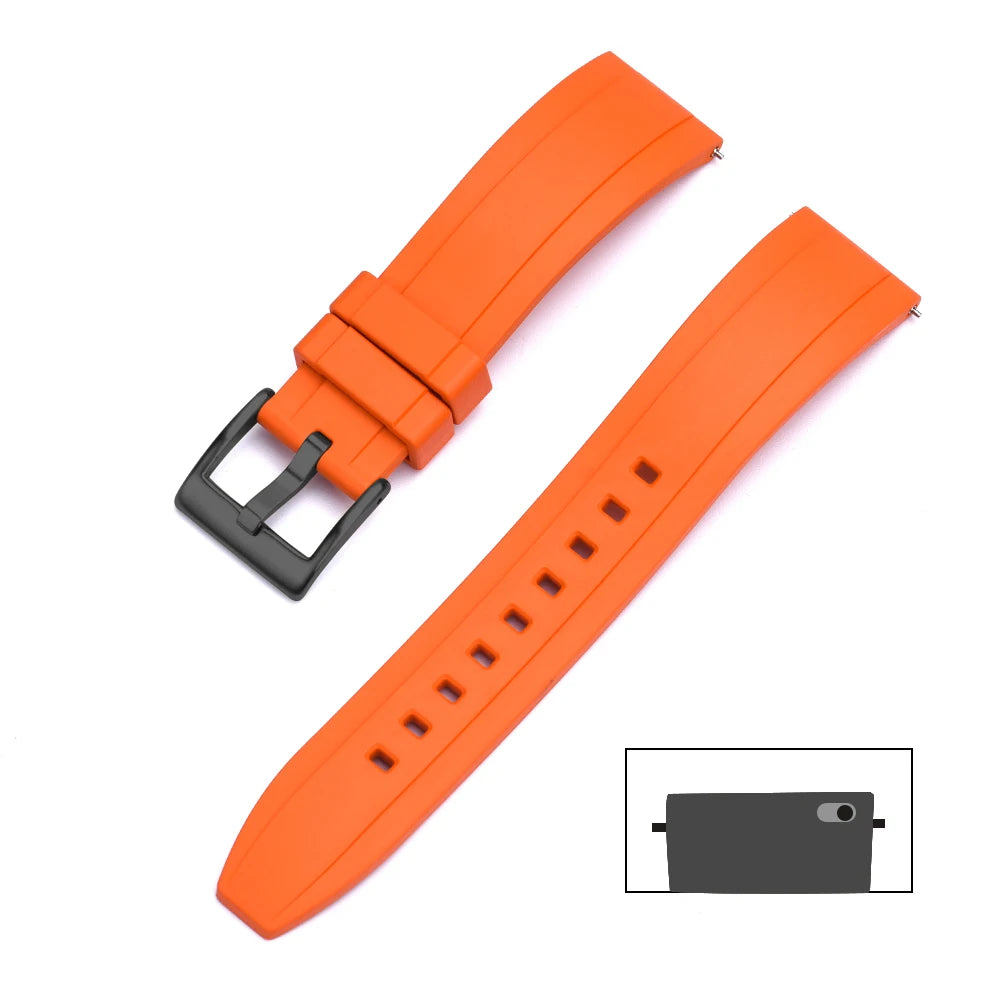 Premium quality vulcanized FKM rubber watch straps, 18mm, 19mm, 20mm, 21mm, 22mm, 23mm, 24mm quick-release watch straps