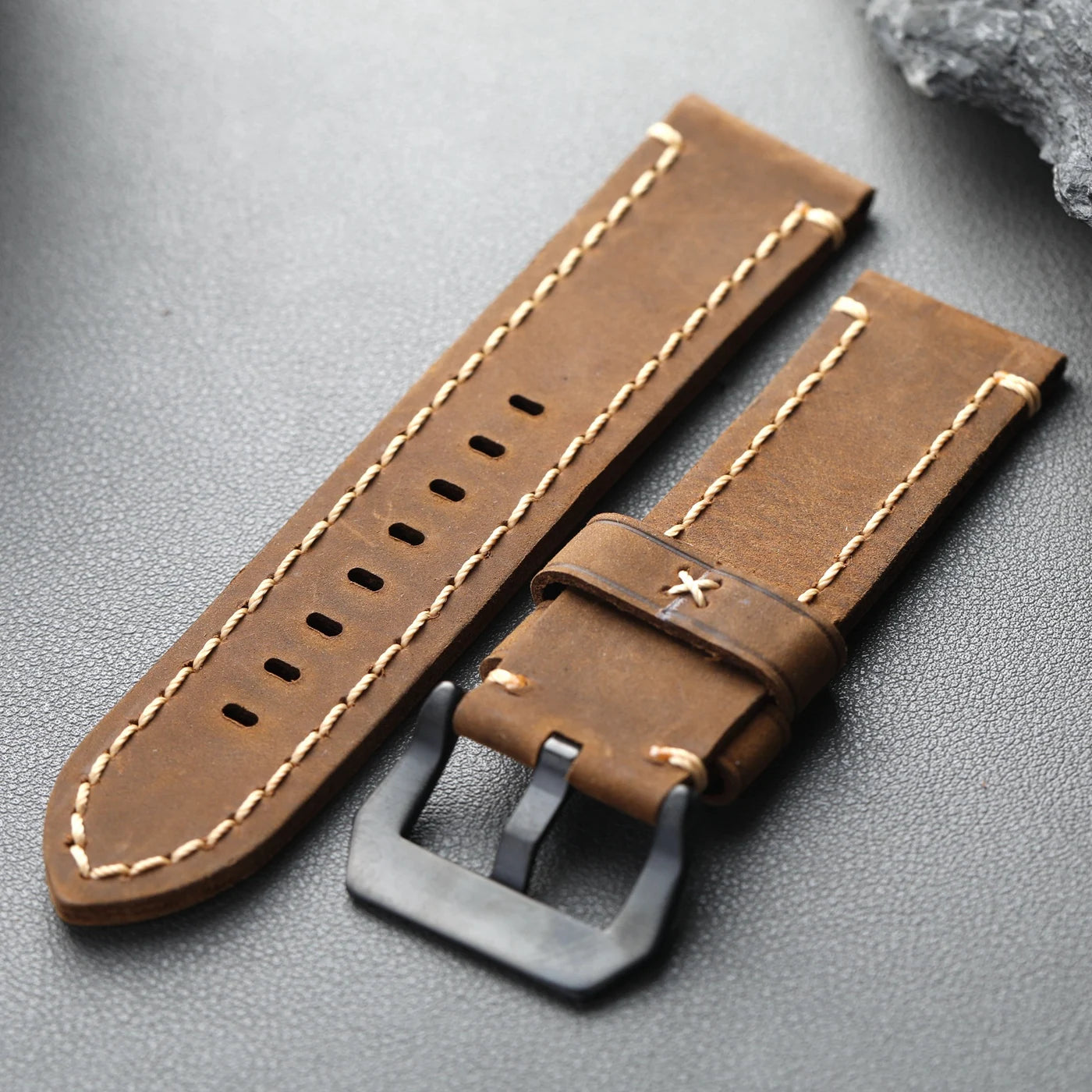 Handmade first layer cowhide watch strap, 20, 22, 23, 24MM, vintage brown leather watch band, suitable for men's watches