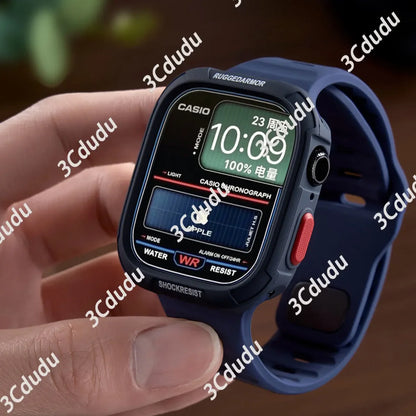 Étui en silicone + bracelet pour Apple Watch Series 11/10/9/8/7/6/SE/Ultra3, bracelet sport avec pare-chocs protecteur