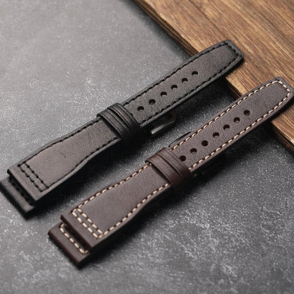 Cinturino in pelle di vacchetta con testa di pilota fatto a mano, braccialetto da uomo marrone nero 20 mm 22 mm 21 mm, cinturino per orologio in vera pelle stile vintage